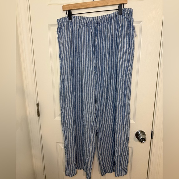 High-Waisted Linen-Blend Super Wide-Leg Pants - Petite L - Picture 2 of 7